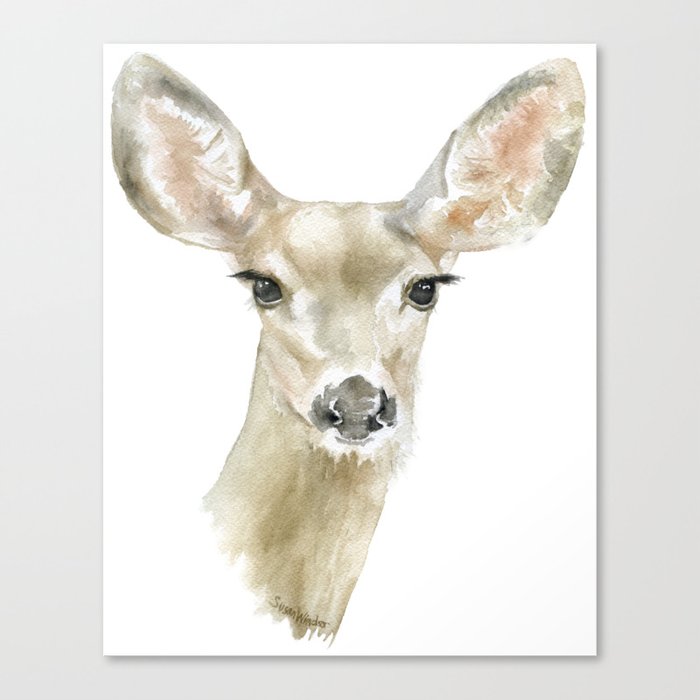 Doe Deer Watercolor Painting Fine Art Canvas Print By Susanwindsor Society6