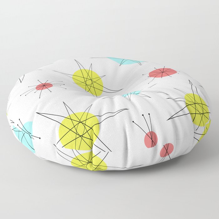 Atomic Age Colorful Planets Floor Pillow