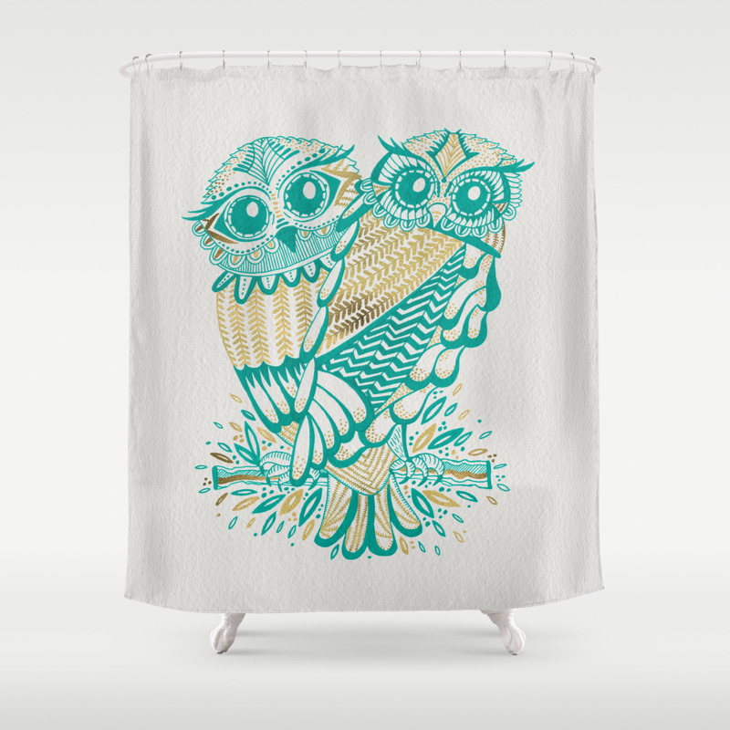 turquoise and gold shower curtain