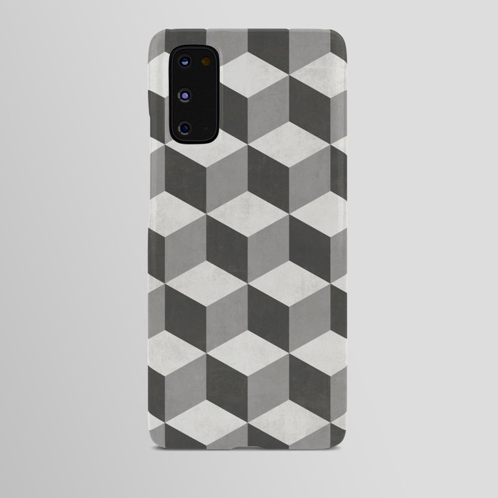 Geometric Cube Pattern  - Black, White, Grey Android Case