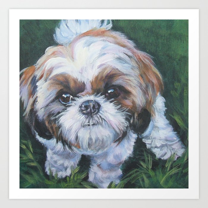 Shih Tzu Dog Art Portrait From An Original Painting By L A Shepard