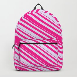 [ Thumbnail: Lavender & Deep Pink Colored Striped Pattern Backpack ]