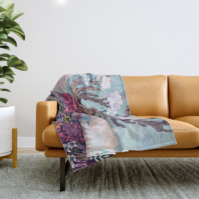 Journeying Spirit (deer) Throw Blanket