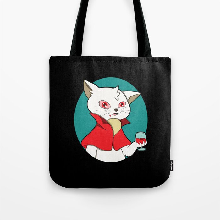 Creepy White Vampire Cat Costume Tote Bag