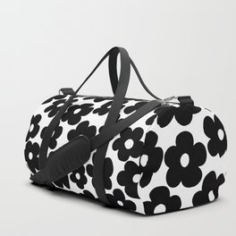 Black Flowers - Retro Floral Pattern - Seamless Pattern Duffle Bag