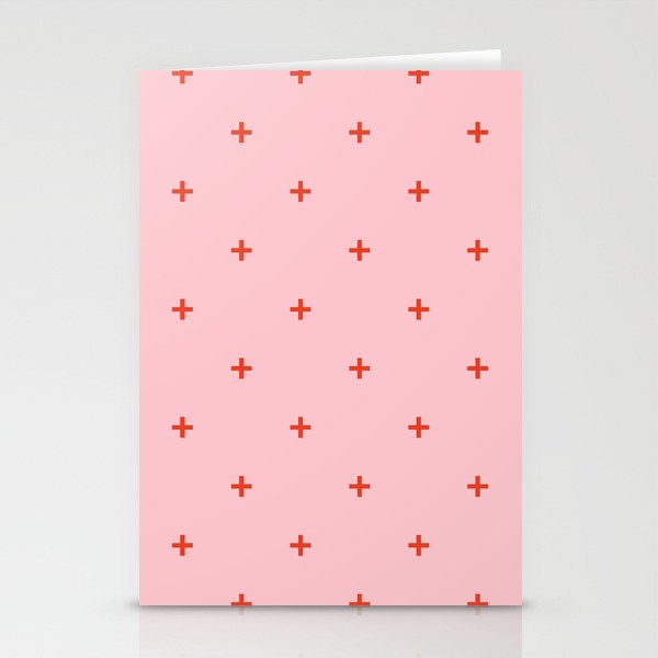 red + pink cross pattern Stationery Cards