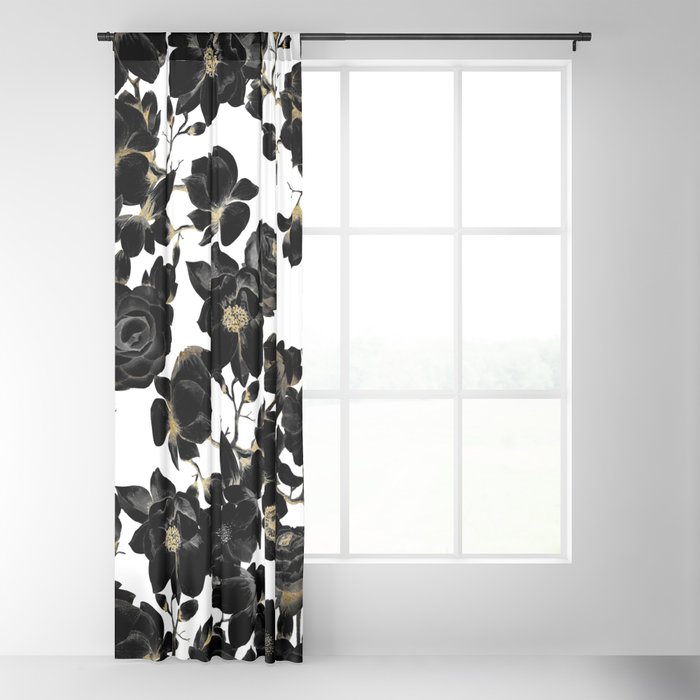 Modern Elegant Black White and Gold Floral Pattern Wrapping Paper by  BlackStrawberry