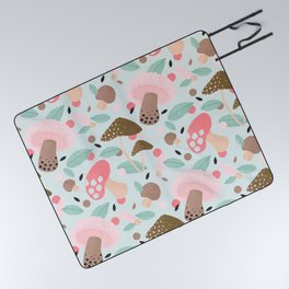 Mint and pink mushrooms Picnic Blanket