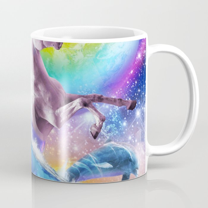 Rainbow Space Mermaid Unicorn, Mermicorn, Dolphin Coffee Mug