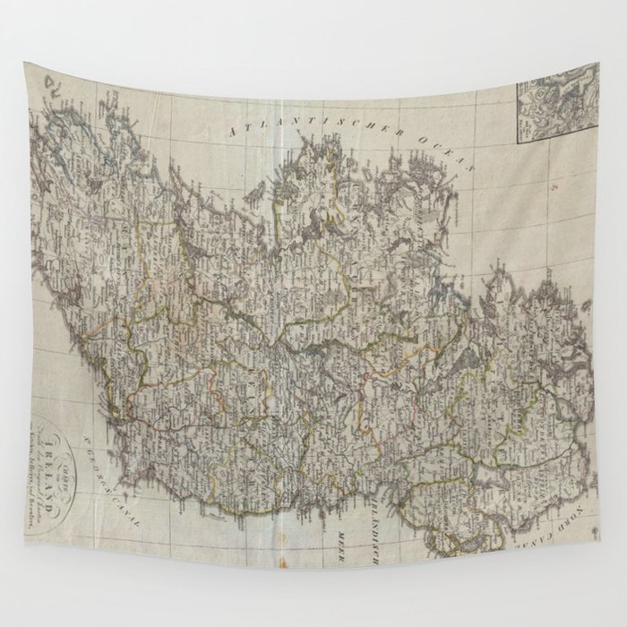 Vintage Map of Ireland (1804) Wall Tapestry