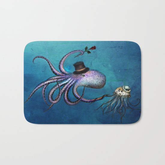 Underwater Love // octopus jellyfish Bath Mat