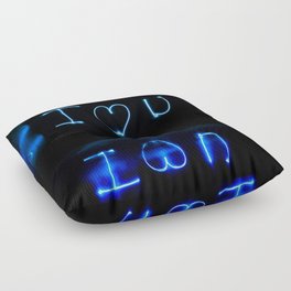 I Love You Reflex I Heart U Black And Blue Picture Handmade Write Floor Pillow