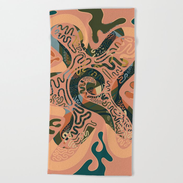 Flower of the Universe - Pink Camo Earth Beach Towel