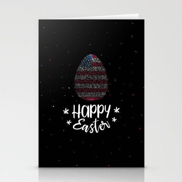 Happy Easter and Easter egg with American flag Stationery Cards