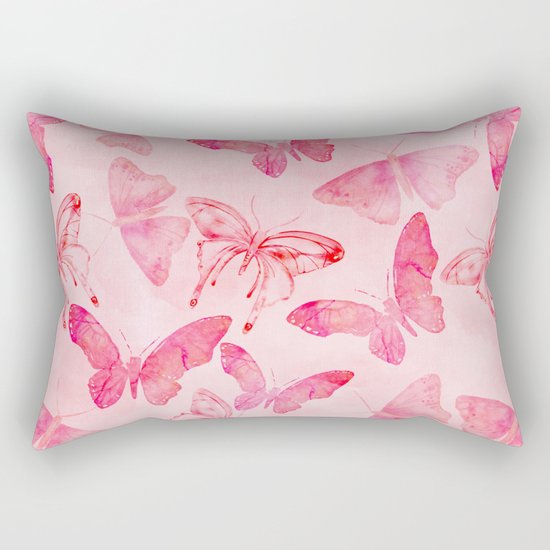 Pink pastel Butterflies allover pattern Rectangular Pillow