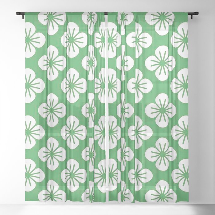 Japanese Floral Pattern 3 Sheer Curtain
