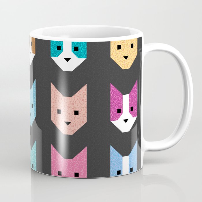 Rainbow Cat Quilt // Dark Gray Coffee Mug
