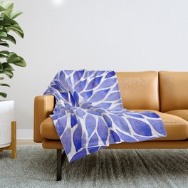 Purple Abstract Leaves in Watercolor Throw Blanket