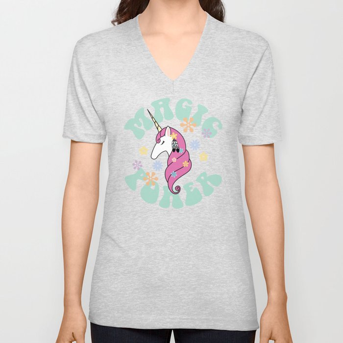 Hippie unicorn V Neck T Shirt