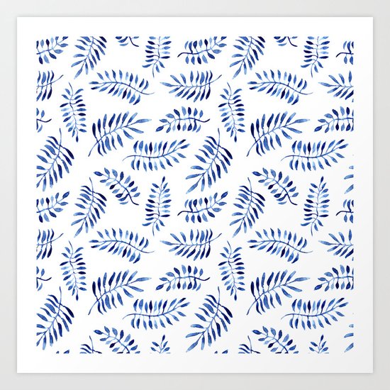 Blue nature || watercolor Art Print