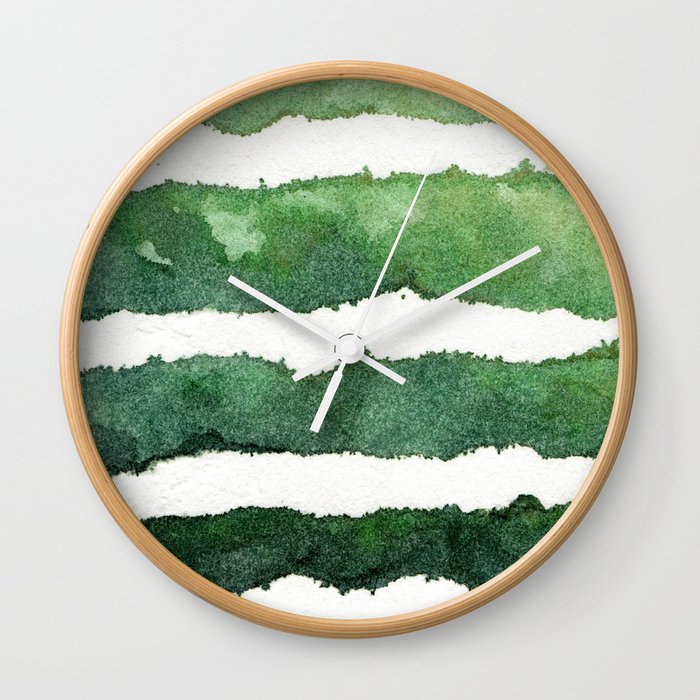 Green Stripes Wall Clock