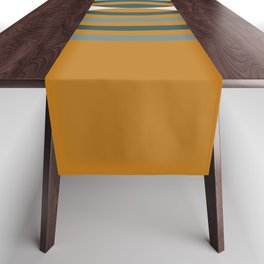 Arches Composition in Teal and Mustard Yellow Table Runner