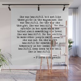 She was beautiful - Fitzgerald quote Wall Mural