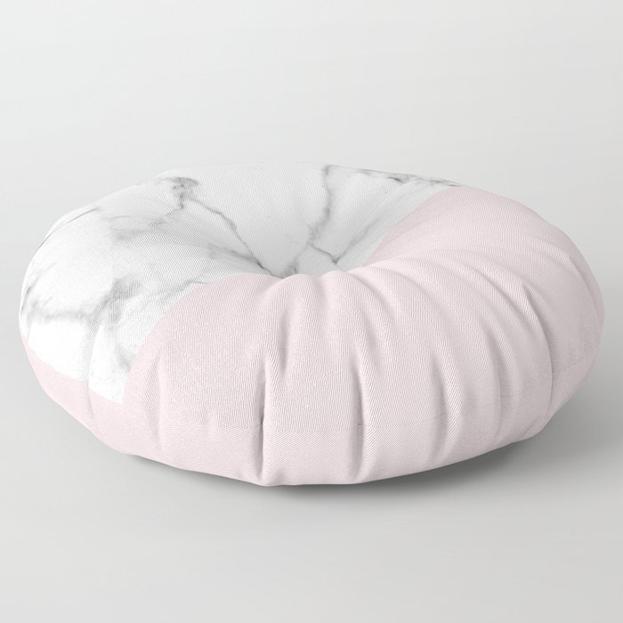 Real White Marble Half Powder Blush Pink Floor Pillow