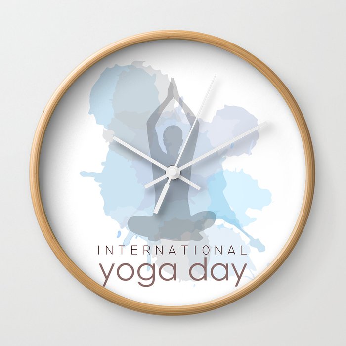 International yoga and meditation workout position Wall Clock