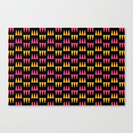 Retro Modernist Geometric Tri-Triangle Pattern 733 Black Pink and Yellow Canvas Print