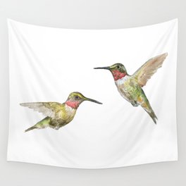 Ruby Throated Hummingbird Watercolor Wall Tapestry