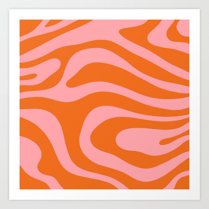 Abstract Retro 70s Orange Pink Art Print