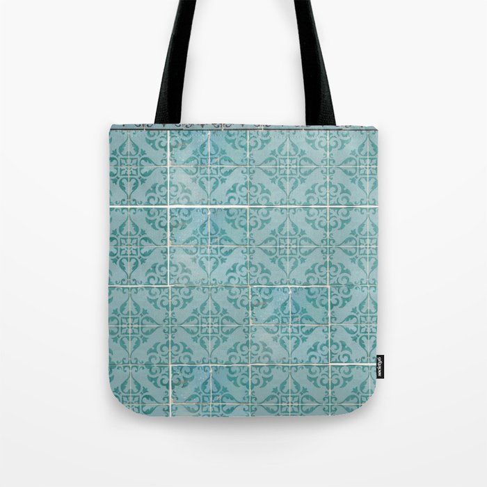 Victorian Turquoise Ceramic Tiles Tote Bag