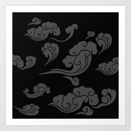 Cloud Swirls - Black Art Print