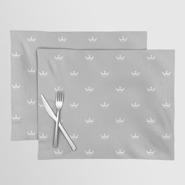 White Crown pattern on Light Grey background Placemat