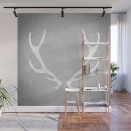 White & Grey Antlers Wall Mural