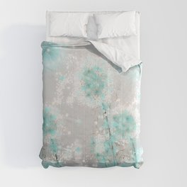 Dandelions in Turquoise Comforter