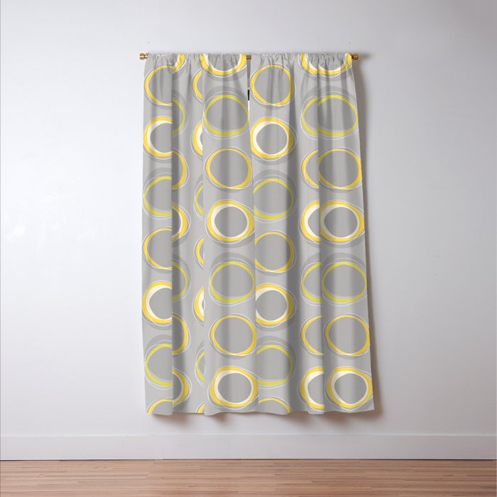 Solar Eclipse Mcm Gray Yellow Blackout Curtain By Miavaldez Society6