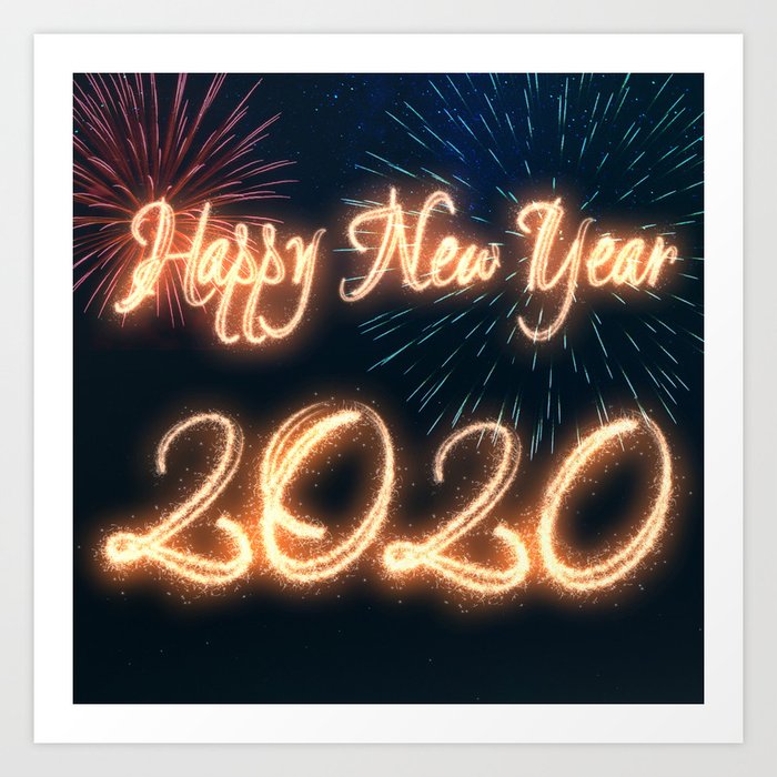 Sparkling Happy New Year 2020 Fireworks Art Print