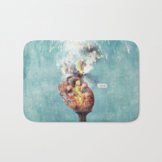 LOVE - Heart On Fire Bath Mat