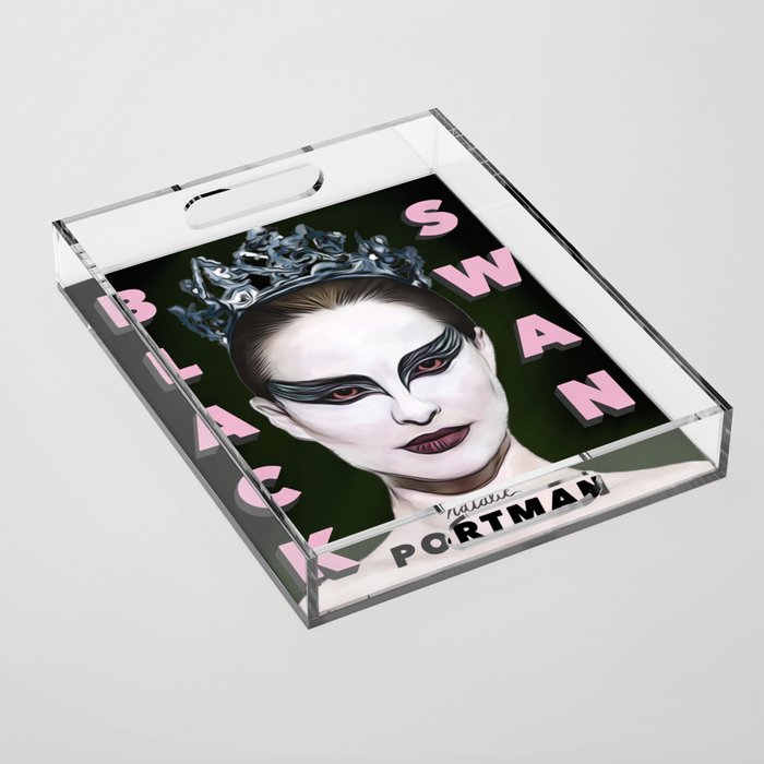 Black Swan Retro Poster Acrylic Tray