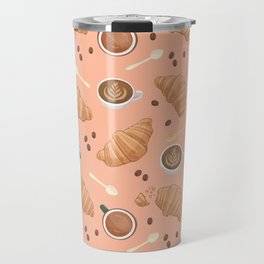 Croissant and Coffee Pattern Travel Mug