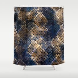 Seamless pattern wild design. Snakeskin background with watercolor effect.  Shower Curtain