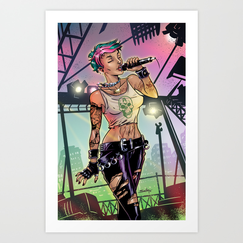 Punk Girl Rock Art Print By Sachalefebvre Society6