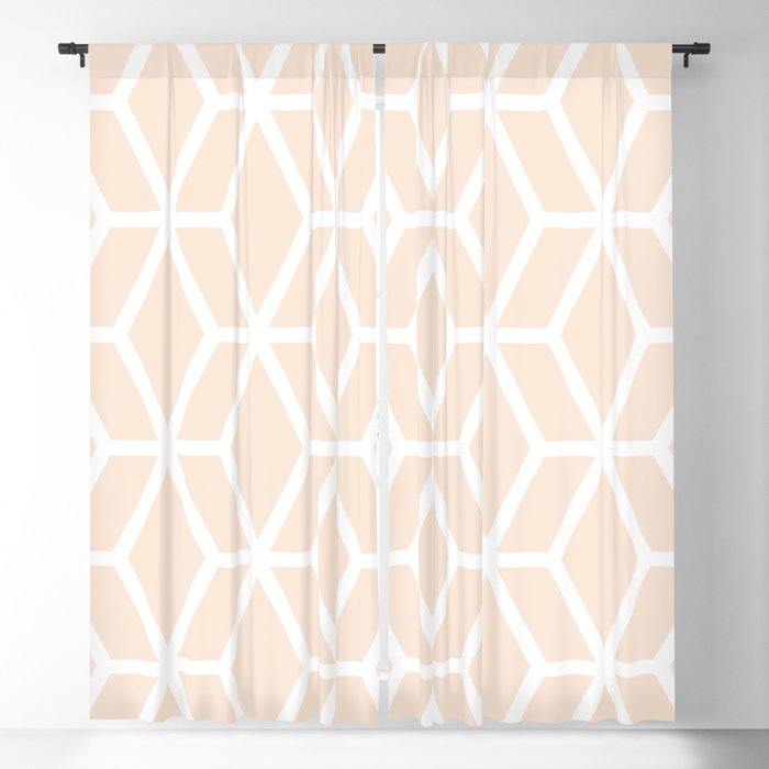 Pastel Orange and White Tessellation Pattern 16 Pairs 2022 Color of the Year Subtle Peach 2003-8C Blackout Curtain