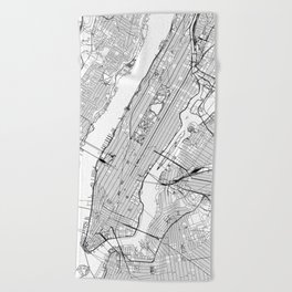 New York City White Map Beach Towel