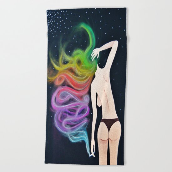 Midnight Toker (#1), Smoking Lady Series Beach Towel