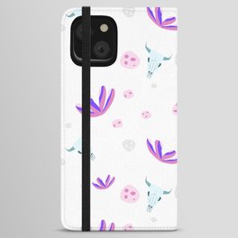 Abstract Bohemian Pink Purple Mint Green Country Floral Skulls iPhone Wallet Case