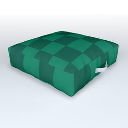 Hand Drawn Checkerboard Pattern (emerald green) Outdoor Floor Cushion