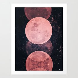 Pink Moon Phases Art Print